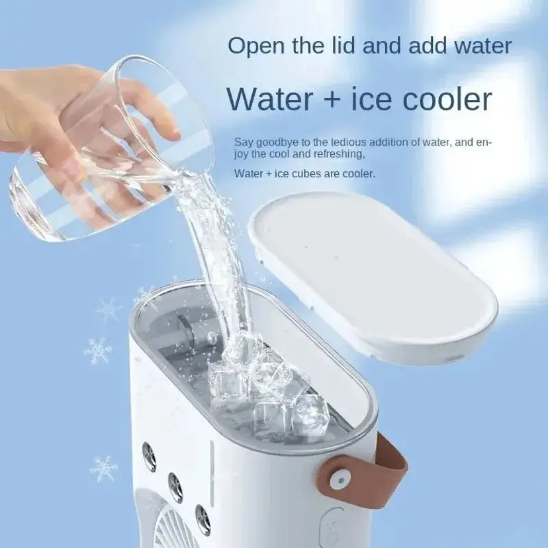 Portable Mini Double Fan Air Cooler With Mist Humidifier | Mini Table Cooling Fan For Home & Office - Rechargeable