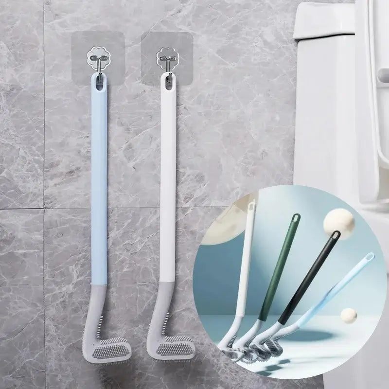Golf Toilet Brush | Long Handle Silicone Toilet Brush, Flexible Silicone Rubber Toilet Brush Cleaning Golf Style