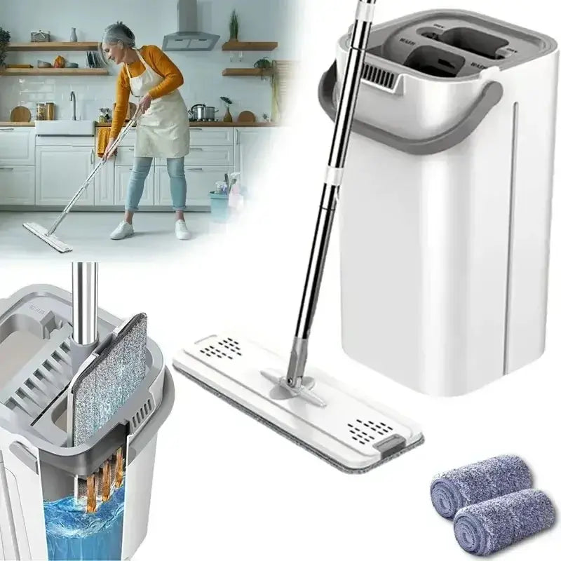 Squeeze Mop With Bucket | Mop Floor | Hardwood & Wood Floor Rotary Scrubbing Mop For Easy Household Cleaning ( Random Color )